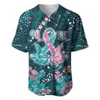 Personalised Hereditary Cancer Awareness Baseball Jersey Hope Ribbon With Aussie Teal Duncan Coral