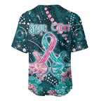 Personalised Hereditary Cancer Awareness Baseball Jersey Hope Ribbon With Aussie Teal Duncan Coral