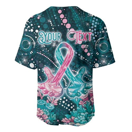 Personalised Hereditary Cancer Awareness Baseball Jersey Hope Ribbon With Aussie Teal Duncan Coral