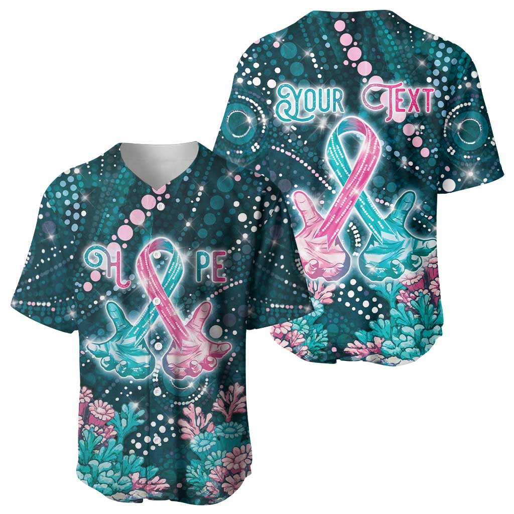 Personalised Hereditary Cancer Awareness Baseball Jersey Hope Ribbon With Aussie Teal Duncan Coral