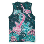 Personalised Hereditary Cancer Awareness Basketball Jersey Hope Ribbon With Aussie Teal Duncan Coral