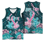 Personalised Hereditary Cancer Awareness Basketball Jersey Hope Ribbon With Aussie Teal Duncan Coral
