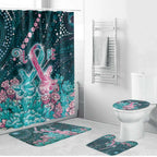 Hereditary Cancer Awareness Bathroom Set Hope Ribbon With Aussie Teal Duncan Coral