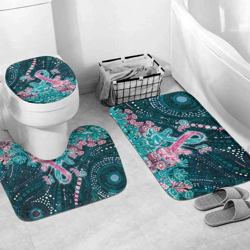 Hereditary Cancer Awareness Bathroom Set Hope Ribbon With Aussie Teal Duncan Coral