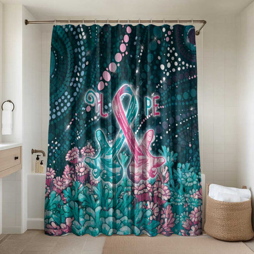 Hereditary Cancer Awareness Bathroom Set Hope Ribbon With Aussie Teal Duncan Coral