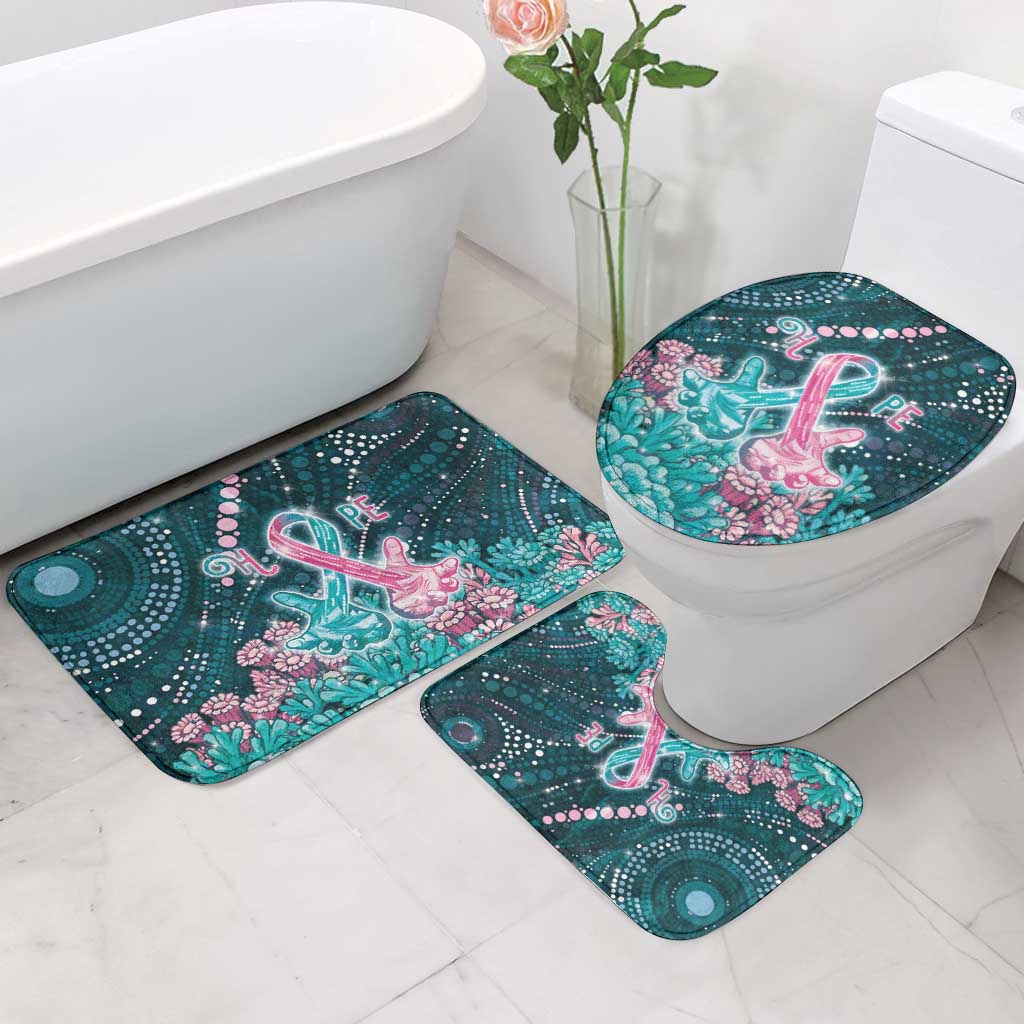 Hereditary Cancer Awareness Bathroom Set Hope Ribbon With Aussie Teal Duncan Coral
