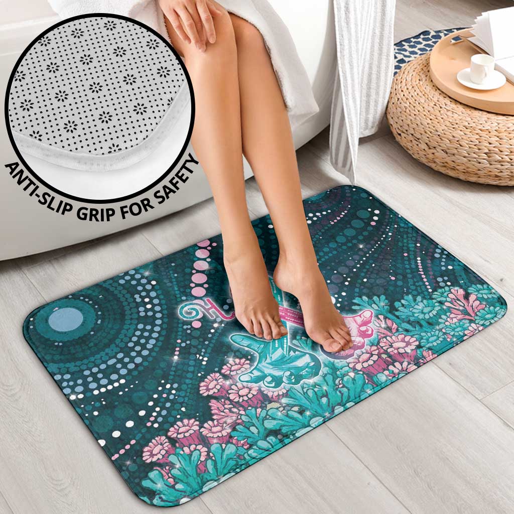 Hereditary Cancer Awareness Bathroom Set Hope Ribbon With Aussie Teal Duncan Coral