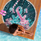 Hereditary Cancer Awareness Beach Blanket Hope Ribbon With Aussie Teal Duncan Coral