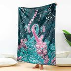 Hereditary Cancer Awareness Blanket Hope Ribbon With Aussie Teal Duncan Coral