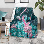 Hereditary Cancer Awareness Blanket Hope Ribbon With Aussie Teal Duncan Coral