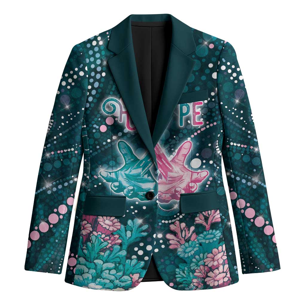 Personalised Hereditary Cancer Awareness Blazer Hope Ribbon With Aussie Teal Duncan Coral