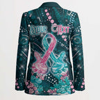 Personalised Hereditary Cancer Awareness Blazer Hope Ribbon With Aussie Teal Duncan Coral
