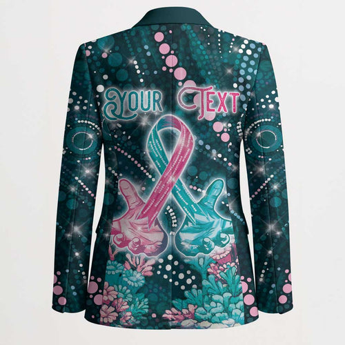 Personalised Hereditary Cancer Awareness Blazer Hope Ribbon With Aussie Teal Duncan Coral