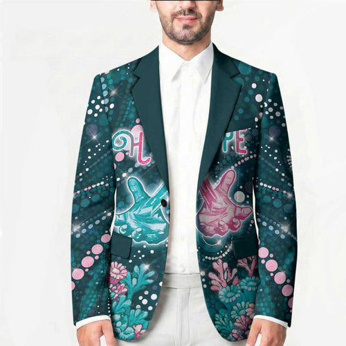 Personalised Hereditary Cancer Awareness Blazer Hope Ribbon With Aussie Teal Duncan Coral