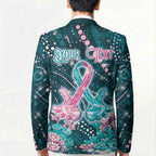 Personalised Hereditary Cancer Awareness Blazer Hope Ribbon With Aussie Teal Duncan Coral