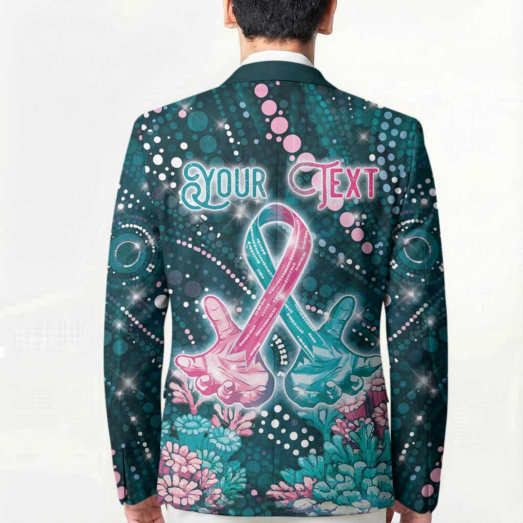 Personalised Hereditary Cancer Awareness Blazer Hope Ribbon With Aussie Teal Duncan Coral