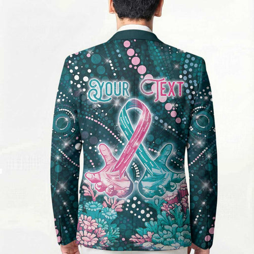 Personalised Hereditary Cancer Awareness Blazer Hope Ribbon With Aussie Teal Duncan Coral