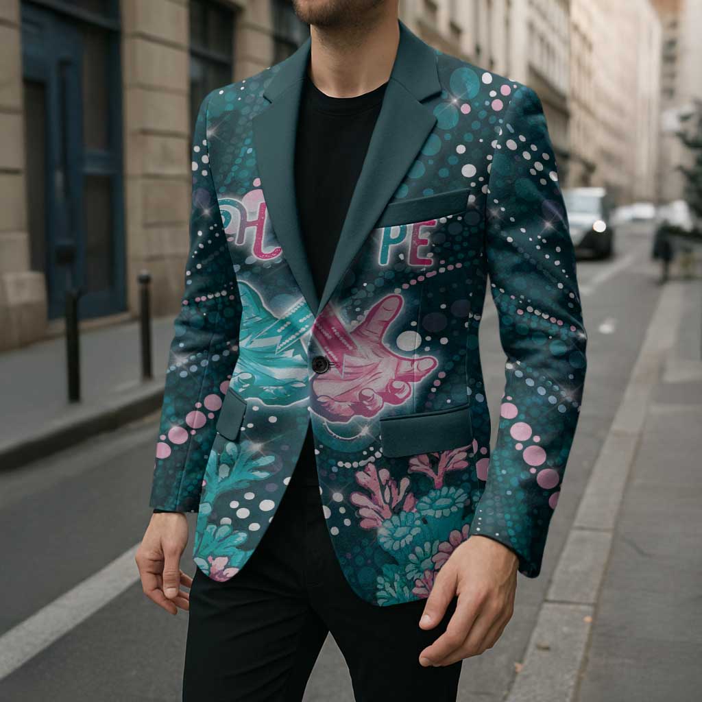 Personalised Hereditary Cancer Awareness Blazer Hope Ribbon With Aussie Teal Duncan Coral