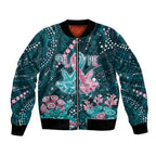 Personalised Hereditary Cancer Awareness Bomber Jacket Hope Ribbon With Aussie Teal Duncan Coral