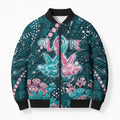 Personalised Hereditary Cancer Awareness Bomber Puffer Jacket Hope Ribbon With Aussie Teal Duncan Coral