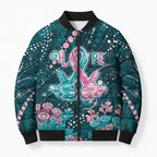 Personalised Hereditary Cancer Awareness Bomber Puffer Jacket Hope Ribbon With Aussie Teal Duncan Coral