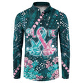 Personalised Hereditary Cancer Awareness Button Sweatshirt Hope Ribbon With Aussie Teal Duncan Coral