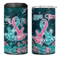 Personalised Hereditary Cancer Awareness 4 in 1 Can Cooler Tumbler Hope Ribbon With Aussie Teal Duncan Coral