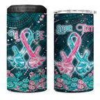 Personalised Hereditary Cancer Awareness 4 in 1 Can Cooler Tumbler Hope Ribbon With Aussie Teal Duncan Coral