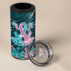 Personalised Hereditary Cancer Awareness 4 in 1 Can Cooler Tumbler Hope Ribbon With Aussie Teal Duncan Coral