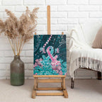 Hereditary Cancer Awareness Canvas Wall Art Hope Ribbon With Aussie Teal Duncan Coral