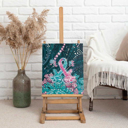 Hereditary Cancer Awareness Canvas Wall Art Hope Ribbon With Aussie Teal Duncan Coral