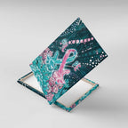 Hereditary Cancer Awareness Canvas Wall Art Hope Ribbon With Aussie Teal Duncan Coral