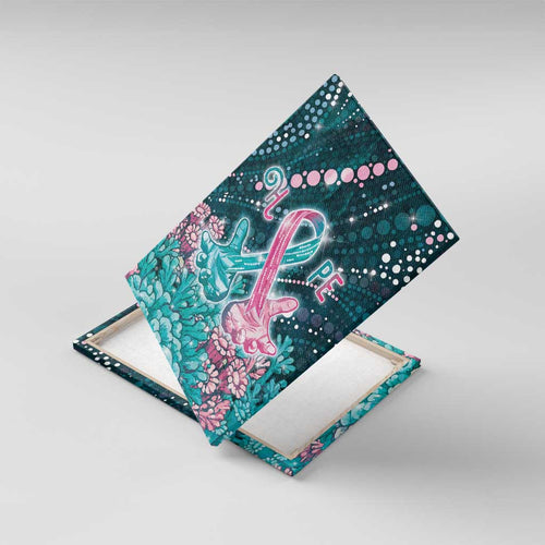 Hereditary Cancer Awareness Canvas Wall Art Hope Ribbon With Aussie Teal Duncan Coral
