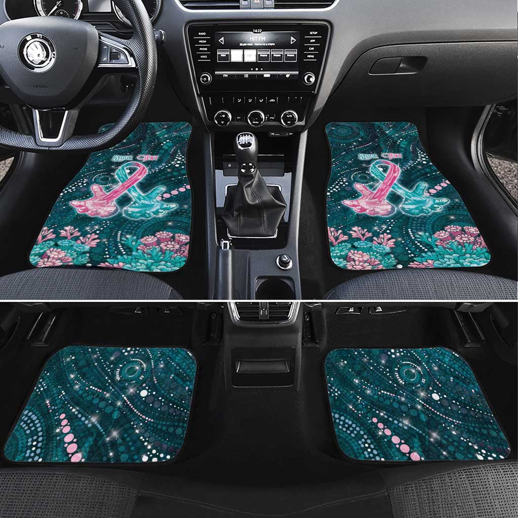 Personalised Hereditary Cancer Awareness Car Mats Hope Ribbon With Aussie Teal Duncan Coral