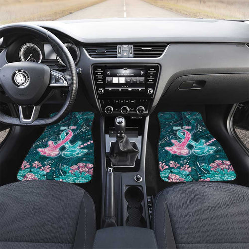 Personalised Hereditary Cancer Awareness Car Mats Hope Ribbon With Aussie Teal Duncan Coral