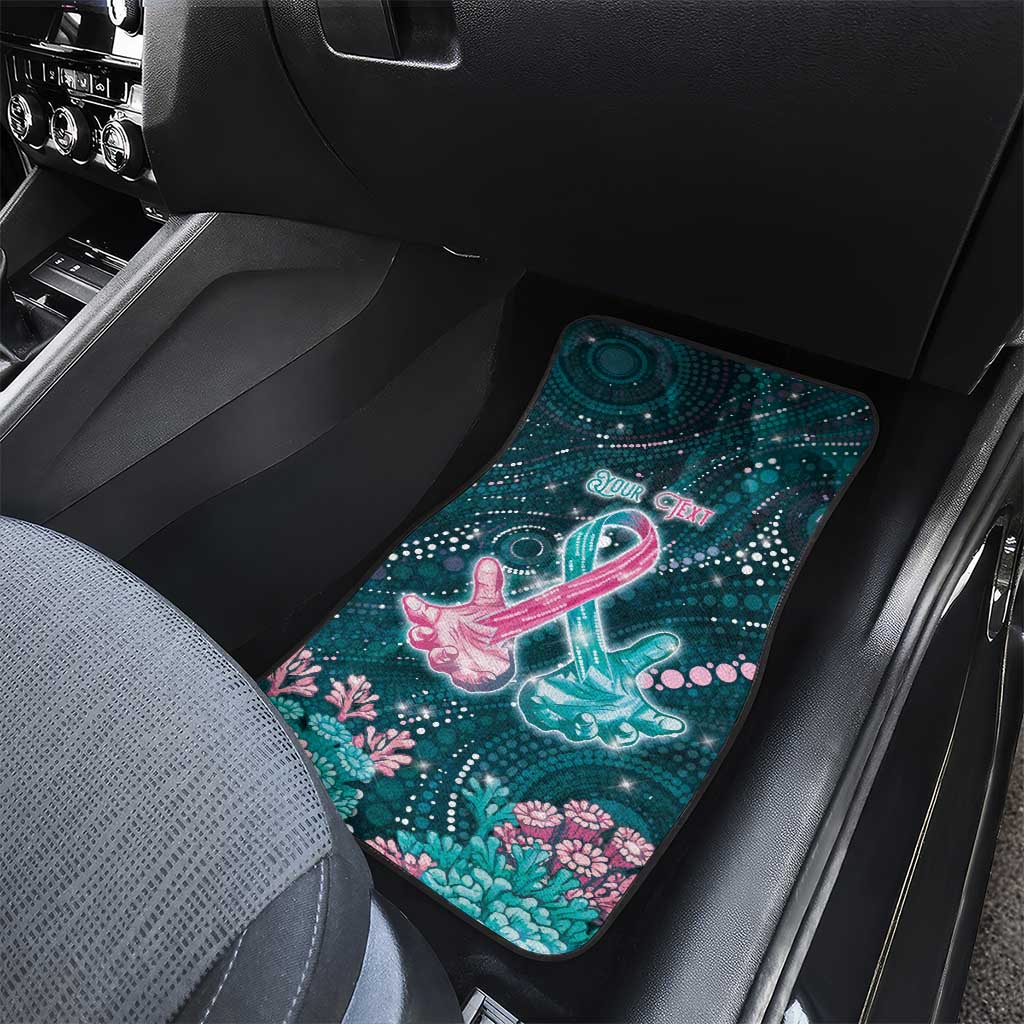 Personalised Hereditary Cancer Awareness Car Mats Hope Ribbon With Aussie Teal Duncan Coral