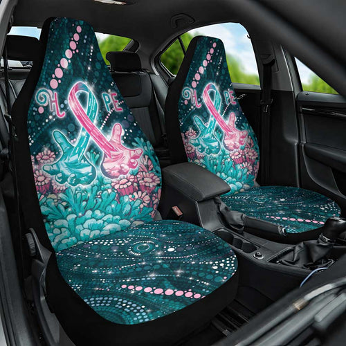 Hereditary Cancer Awareness Car Seat Cover Hope Ribbon With Aussie Teal Duncan Coral