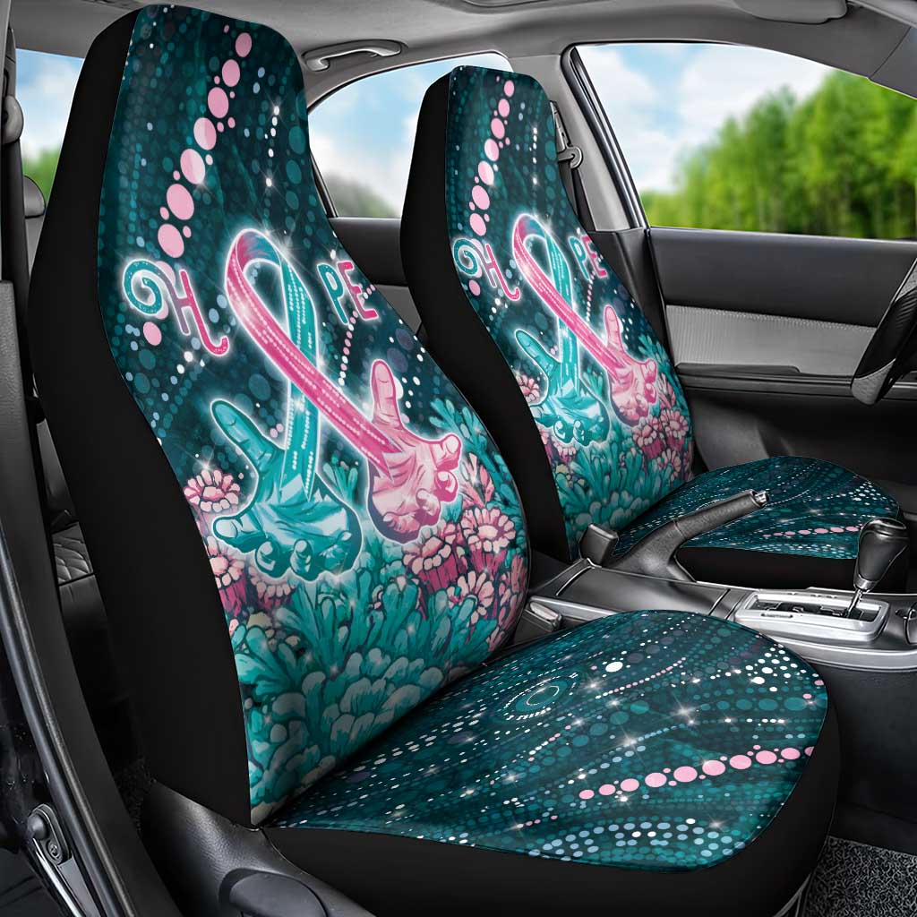 Hereditary Cancer Awareness Car Seat Cover Hope Ribbon With Aussie Teal Duncan Coral