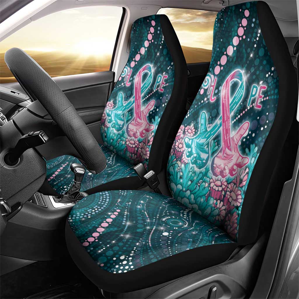 Hereditary Cancer Awareness Car Seat Cover Hope Ribbon With Aussie Teal Duncan Coral