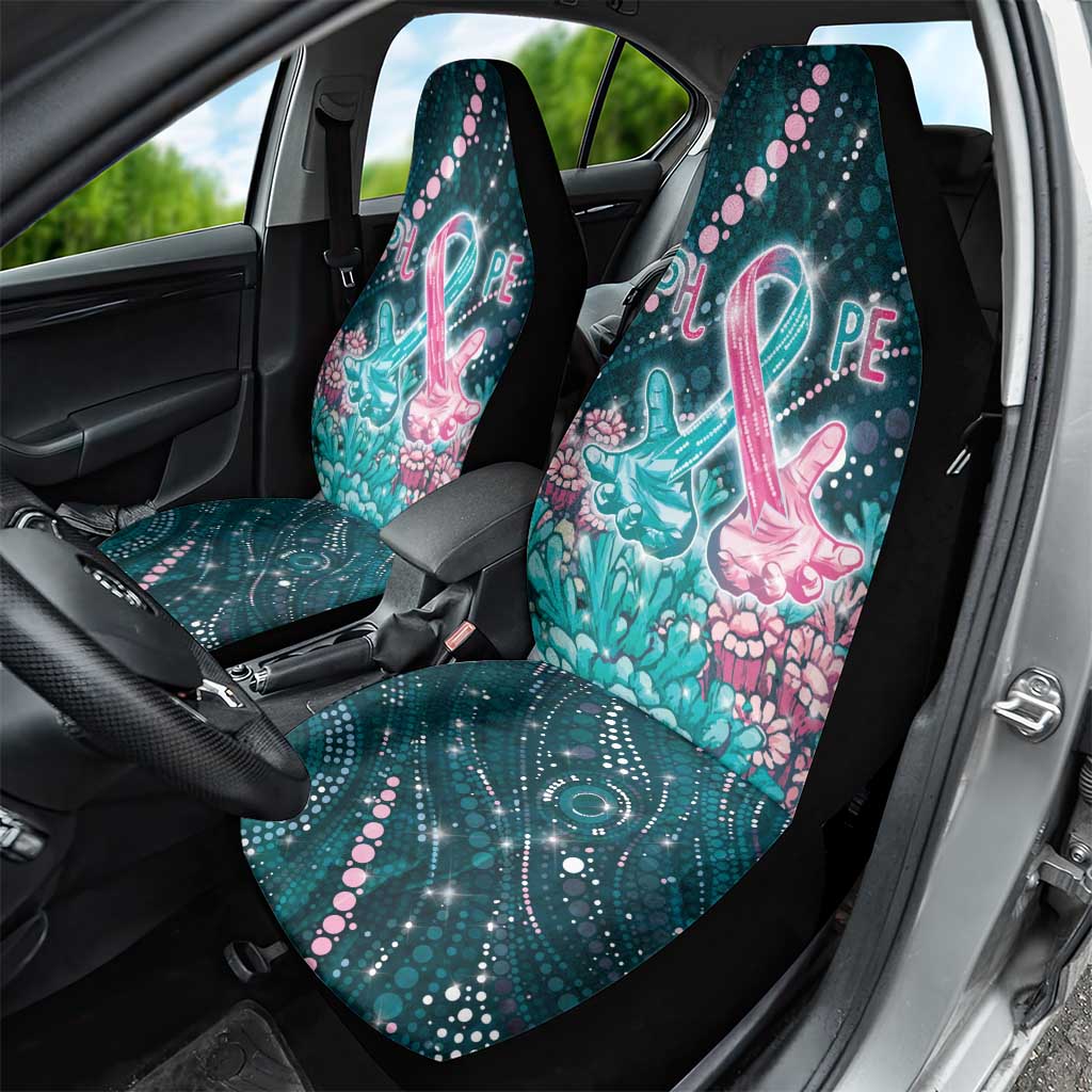 Hereditary Cancer Awareness Car Seat Cover Hope Ribbon With Aussie Teal Duncan Coral
