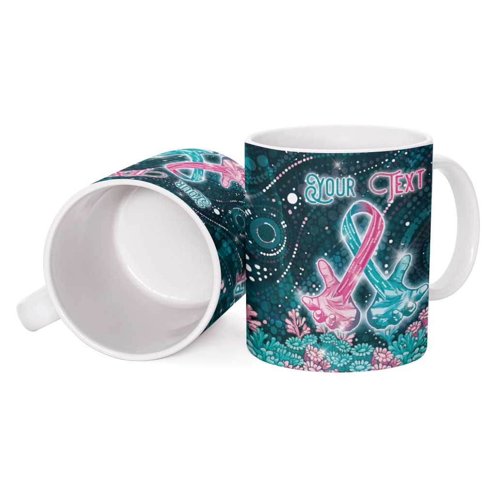 Personalised Hereditary Cancer Awareness Ceramic Mug Hope Ribbon With Aussie Teal Duncan Coral