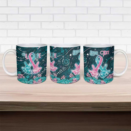 Personalised Hereditary Cancer Awareness Ceramic Mug Hope Ribbon With Aussie Teal Duncan Coral