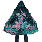 Personalised Hereditary Cancer Awareness Cloak Hope Ribbon With Aussie Teal Duncan Coral
