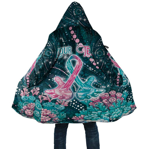 Personalised Hereditary Cancer Awareness Cloak Hope Ribbon With Aussie Teal Duncan Coral