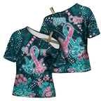 Personalised Hereditary Cancer Awareness Cross Shoulder Shirt Hope Ribbon With Aussie Teal Duncan Coral