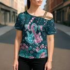 Personalised Hereditary Cancer Awareness Cross Shoulder Shirt Hope Ribbon With Aussie Teal Duncan Coral