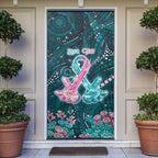 Personalised Hereditary Cancer Awareness Door Cover Hope Ribbon With Aussie Teal Duncan Coral