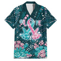 Personalised Hereditary Cancer Awareness Family Matching Tank Maxi Dress and Hawaiian Shirt Hope Ribbon With Aussie Teal Duncan Coral