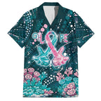 Personalised Hereditary Cancer Awareness Hawaiian Shirt Hope Ribbon With Aussie Teal Duncan Coral