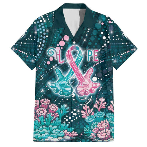 Personalised Hereditary Cancer Awareness Hawaiian Shirt Hope Ribbon With Aussie Teal Duncan Coral